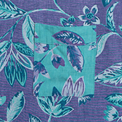 Kimono en coton à feuilles bleues et violettes Ownkoti - image 11