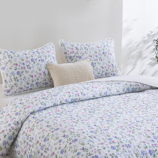 Ensemble de courtepointe en coton à fleurs sauvages aquarelles Ownkoti - image 0