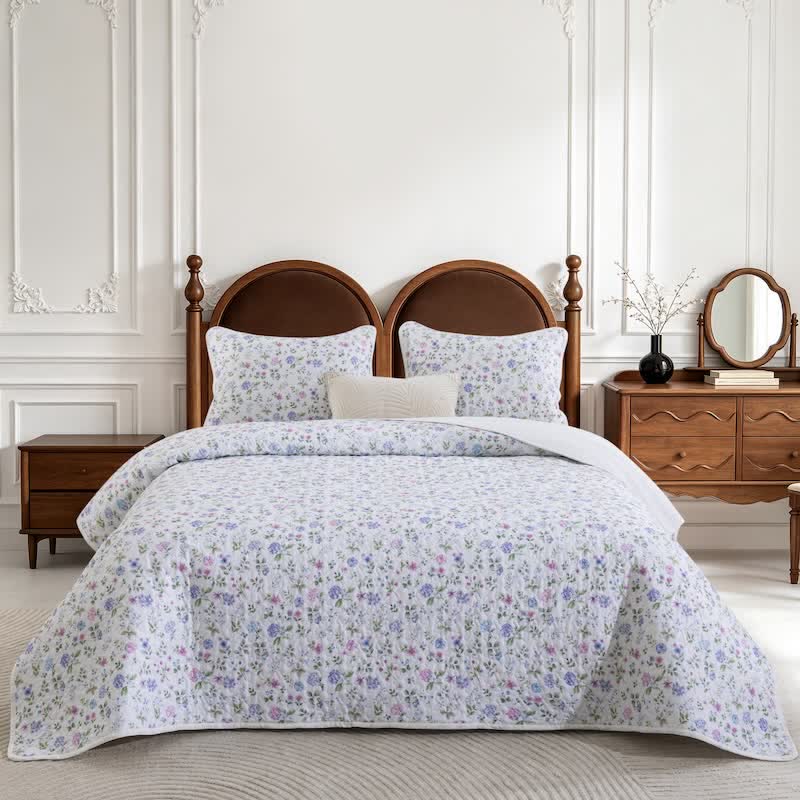 Ensemble de courtepointe en coton à fleurs sauvages aquarelles Ownkoti - image 3