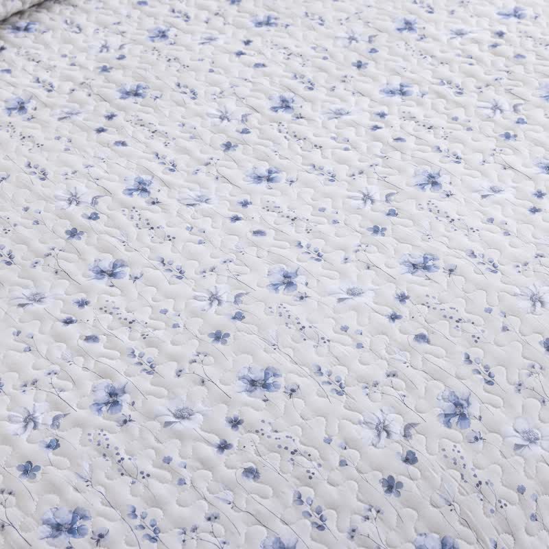 Ensemble de courtepointe en coton à fleurs aquarelles bleues Ownkoti - image 10