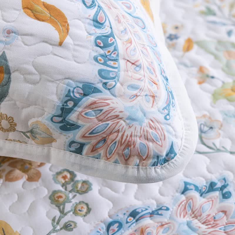 Ensemble de courtepointe en coton à fleurs multicolores de style champêtre Ownkoti - image 6
