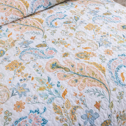 Ensemble de courtepointe en coton à fleurs multicolores de style champêtre Ownkoti - image 9