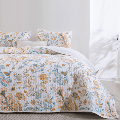 Ensemble de courtepointe en coton à fleurs multicolores de style champêtre Ownkoti - image 1