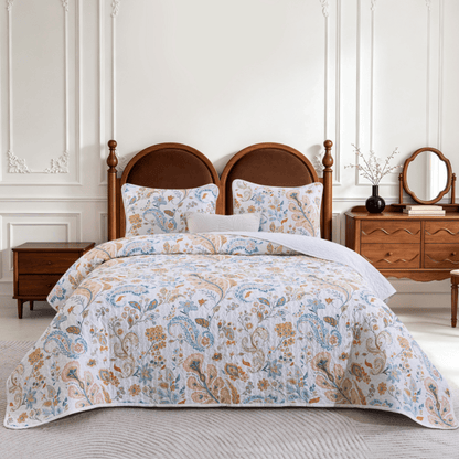 Ensemble de courtepointe en coton à fleurs multicolores de style champêtre Ownkoti - image 3