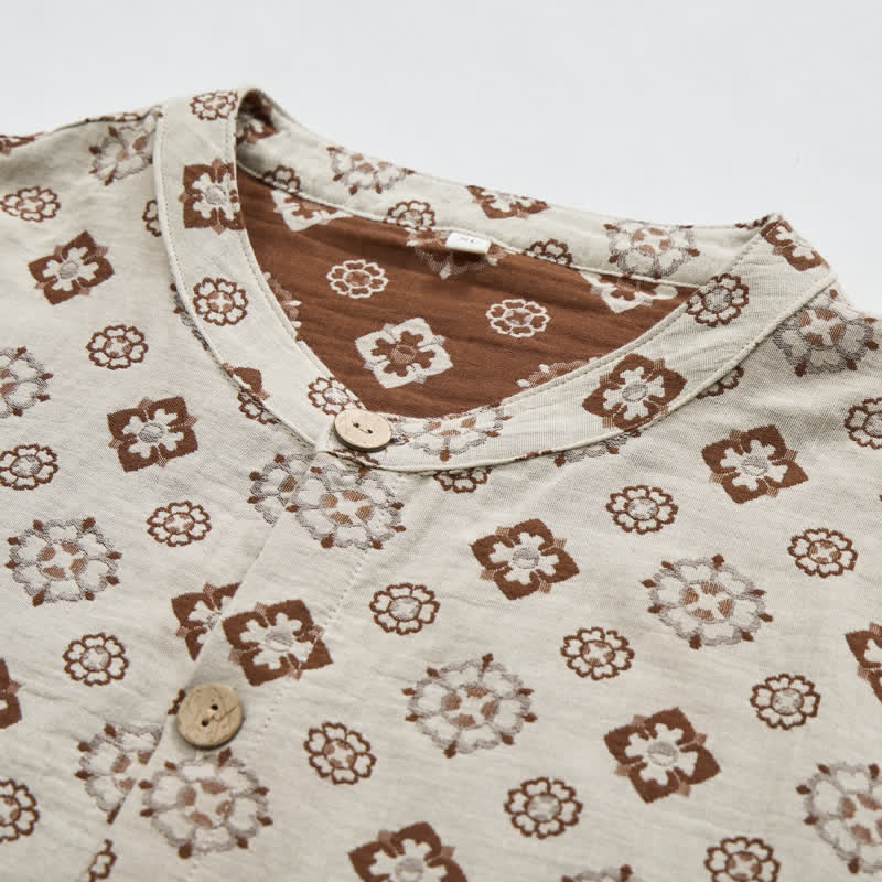 Ensemble pyjama à manches longues Ownkoti rétro géométrique - image 2