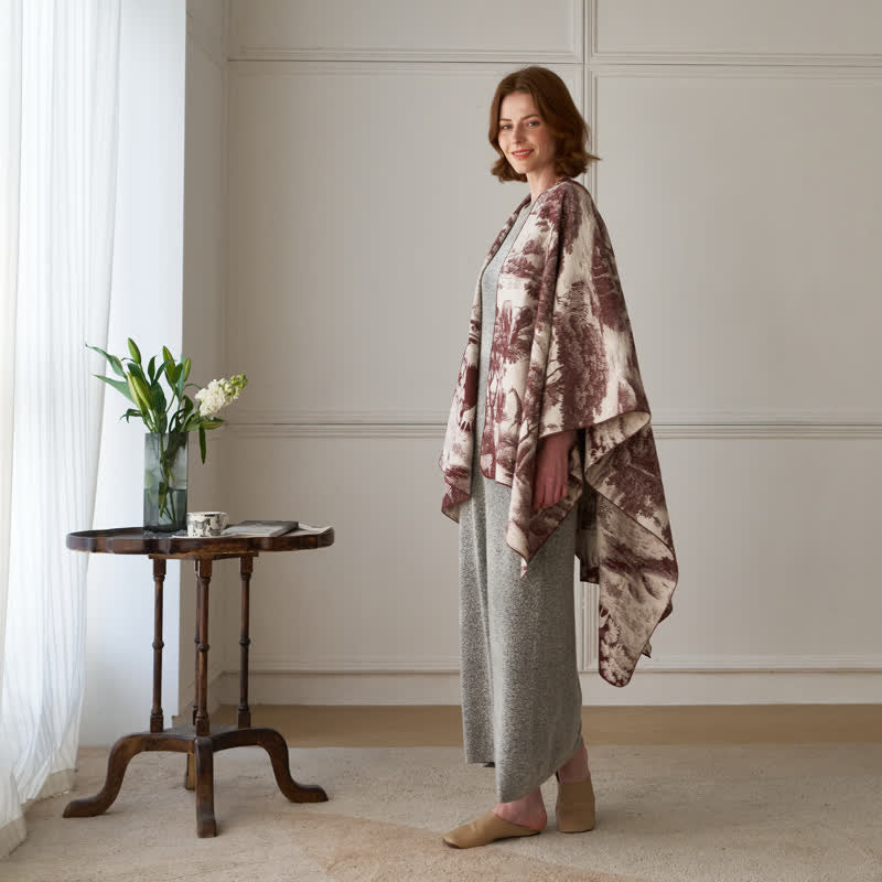 Poncho châle Ownkoti Vintage Jungle Toile Poncho Wrap - image 11