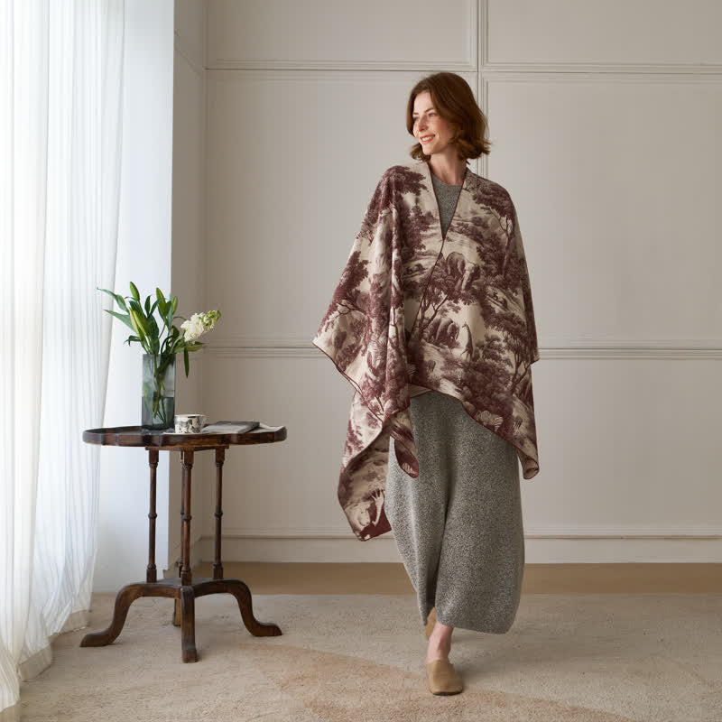 Poncho châle Ownkoti Vintage Jungle Toile Poncho Wrap - image 10