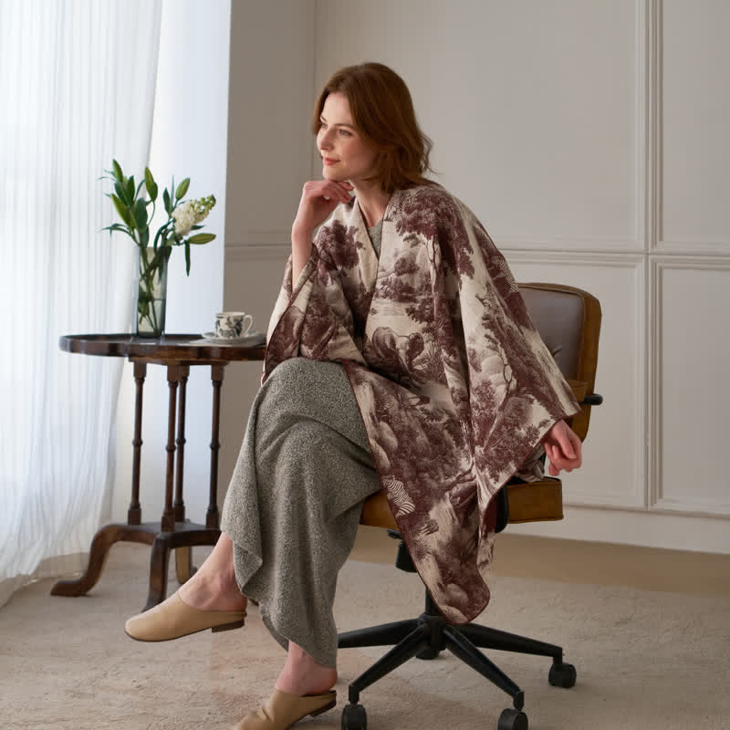 Poncho châle Ownkoti Vintage Jungle Toile Poncho Wrap - image 13