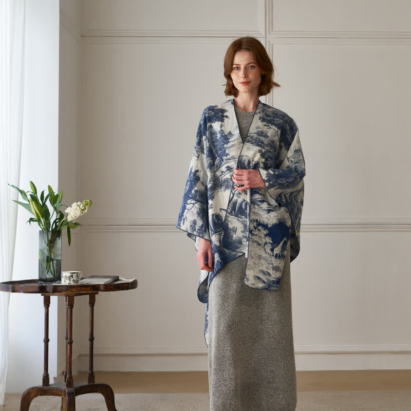 Poncho châle Ownkoti Vintage Jungle Toile Poncho Wrap - image 1