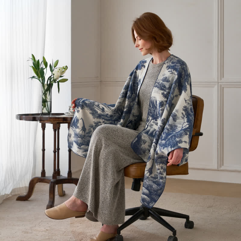 Poncho châle Ownkoti Vintage Jungle Toile Poncho Wrap - image 6