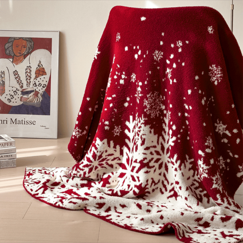 Couverture de Noël Ownkoti à flocons de neige rouges - image 1
