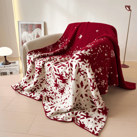 Couverture de Noël Ownkoti à flocons de neige rouges - Flocon de neige - 51" x 67" - image 0