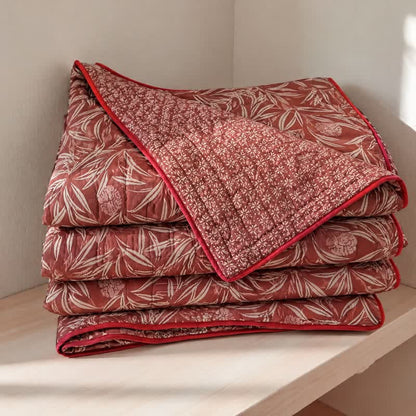 Couette réversible en coton à motif floral botanique Ownkoti - brun rougeâtre - 2 taies d'oreiller - 20 po x 37 po - image 6