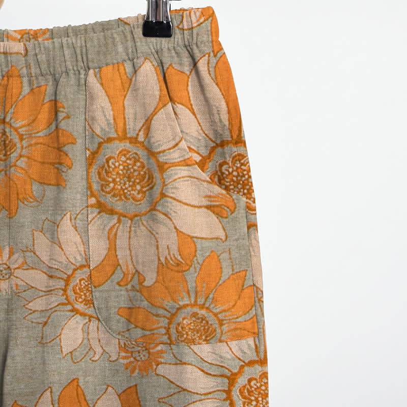 Ensemble pyjama en coton à motif tournesol oriental Ownkoti - image 10