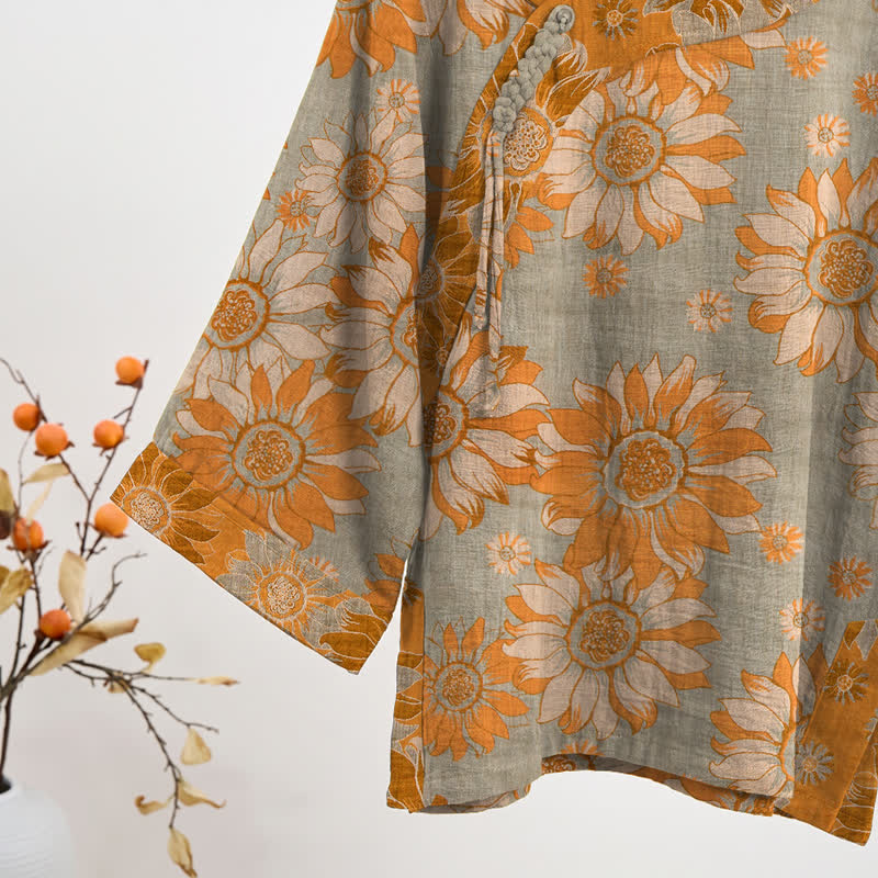 Ensemble pyjama en coton à motif tournesol oriental Ownkoti - image 9