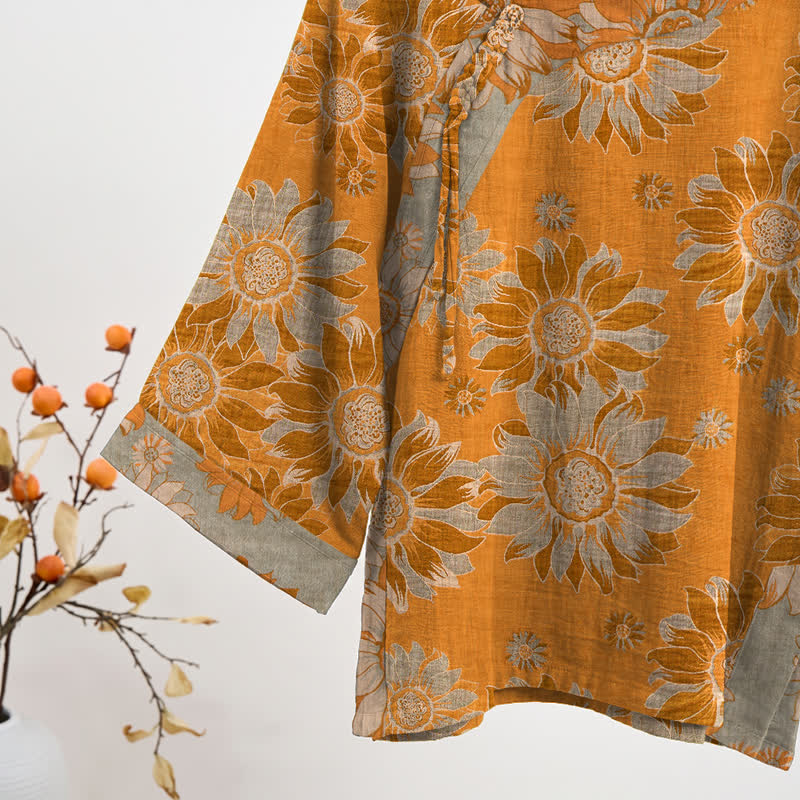 Ensemble pyjama en coton à motif tournesol oriental Ownkoti - image 3