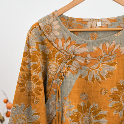 Ensemble pyjama en coton à motif tournesol oriental Ownkoti - image 2