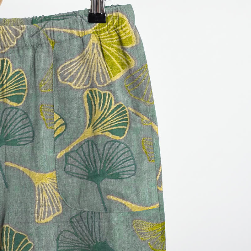 Ensemble pyjama en coton à motif de feuilles de ginkgo orientales Ownkoti - image 10