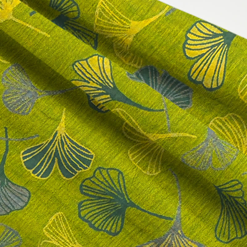 Ensemble pyjama en coton à motif de feuilles de ginkgo orientales Ownkoti - image 5