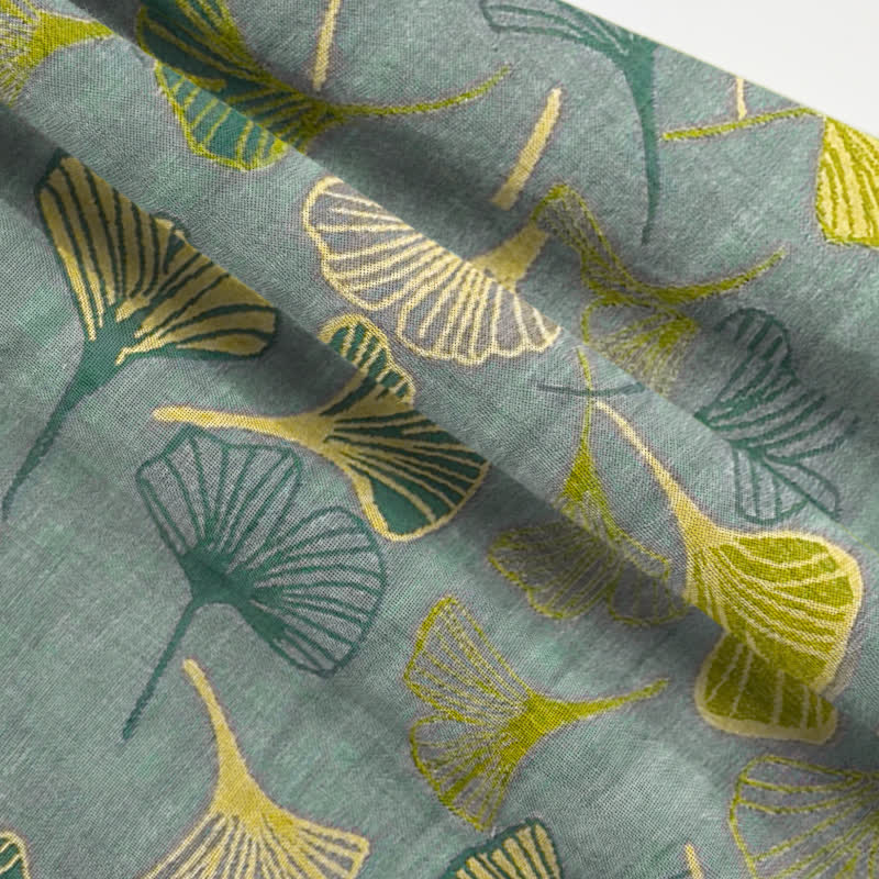Ensemble pyjama en coton à motif de feuilles de ginkgo orientales Ownkoti - image 11