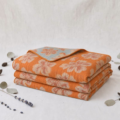 Couette réversible en coton à fleurs orange et bleues Ownkoti - image 3