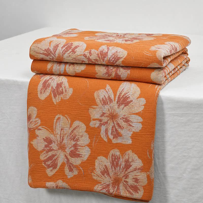 Couette réversible en coton à fleurs orange et bleues Ownkoti - image 2