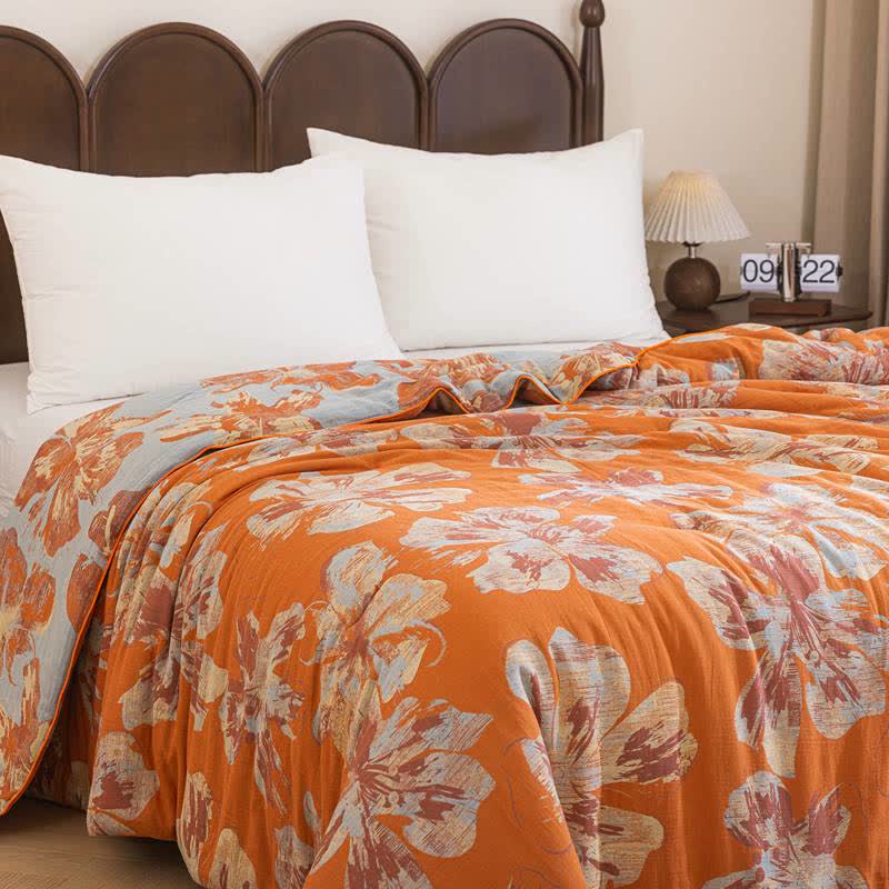 Couette réversible en coton à fleurs orange et bleues Ownkoti - image 5