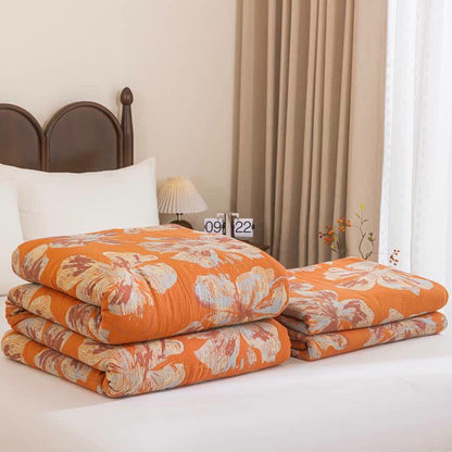 Couette réversible en coton à fleurs orange et bleues Ownkoti - image 1