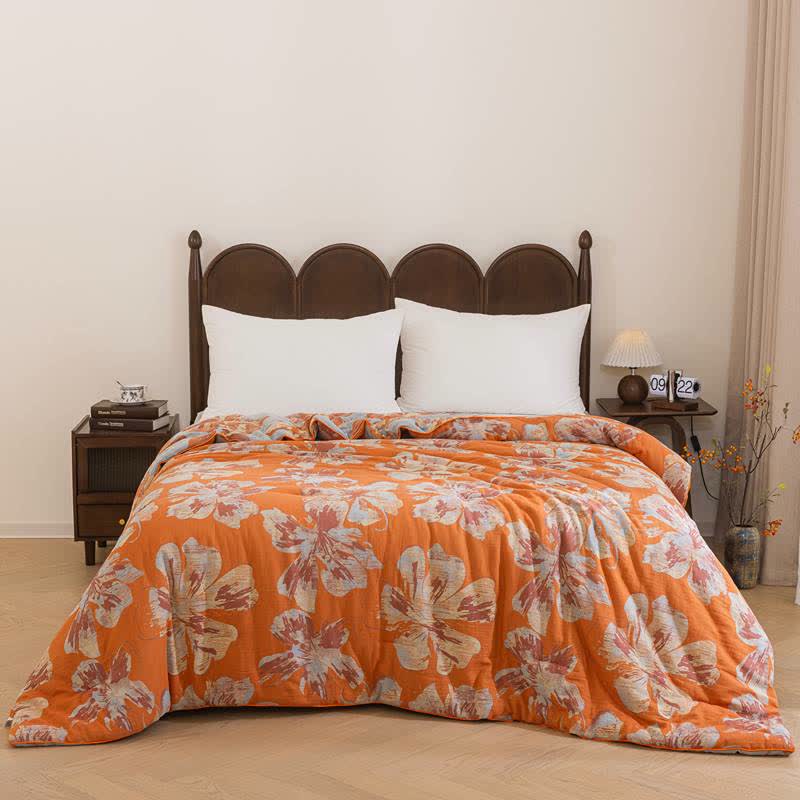 Couette réversible en coton à fleurs orange et bleues Ownkoti - image 13