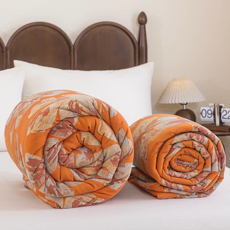 Couette réversible en coton à fleurs orange et bleues Ownkoti - image 11