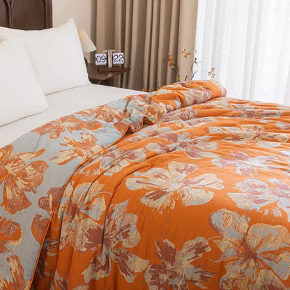 Couette réversible en coton à fleurs orange et bleues Ownkoti - image 15