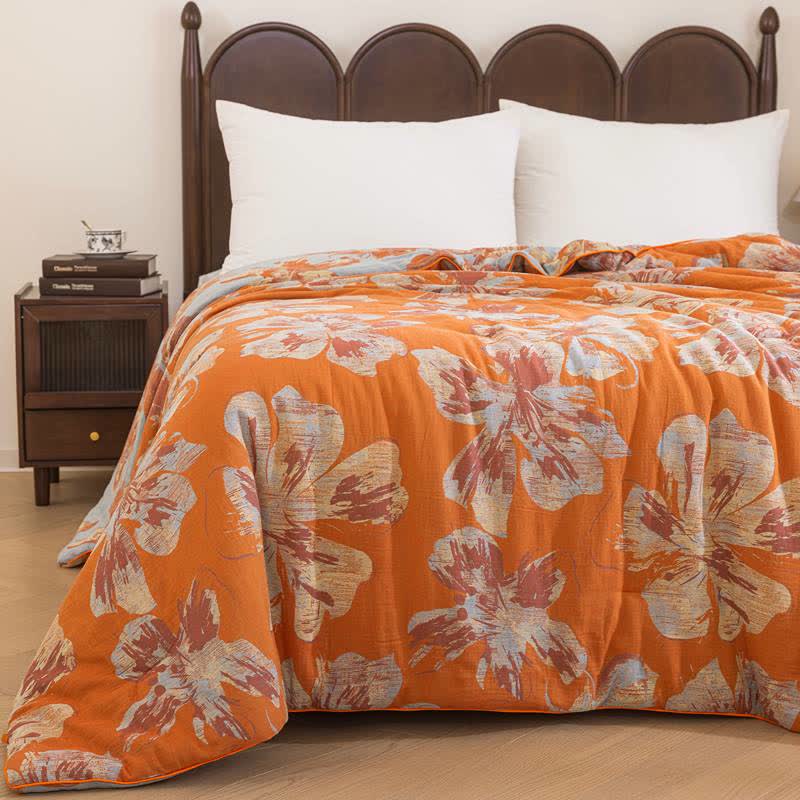 Couette réversible en coton à fleurs orange et bleues Ownkoti - image 12