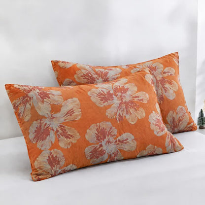Couette réversible en coton à fleurs orange et bleues Ownkoti - Orange et bleu - 2 taies d'oreiller - 20 po x 37 po - image 19