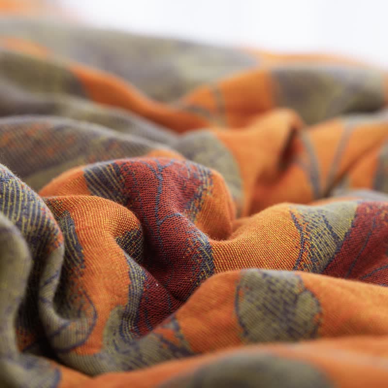 Couette en gaze de coton à feuilles d'automne orange Ownkoti - image 4