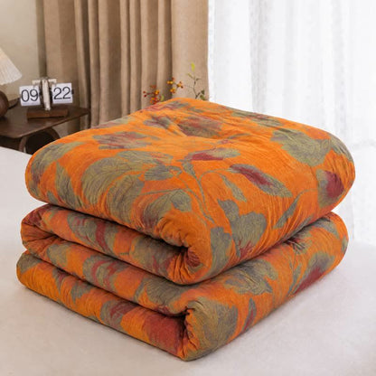 Couette en gaze de coton à feuilles d'automne orange Ownkoti - Orange - Couverture de printemps et d'automne - Roi - image 6