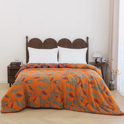 Couette en gaze de coton à feuilles d'automne orange Ownkoti - image 10