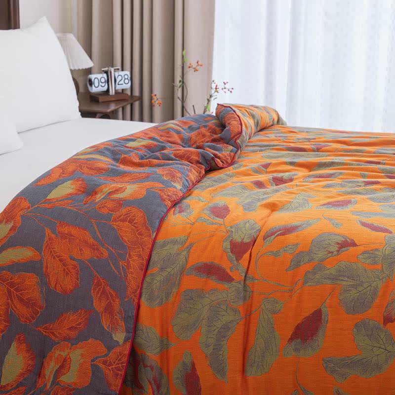 Couette en gaze de coton à feuilles d'automne orange Ownkoti - image 9