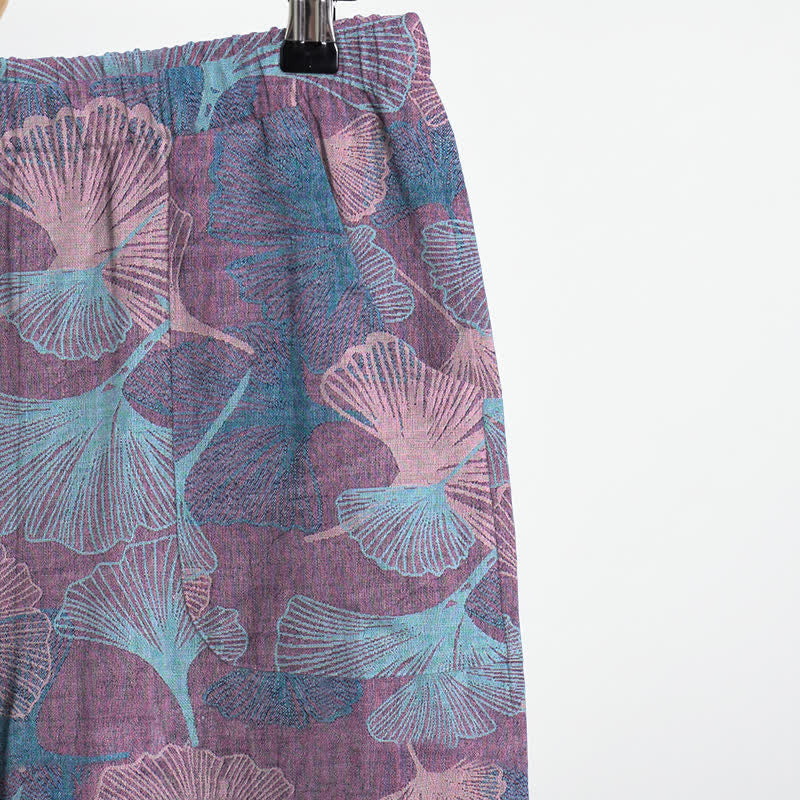 Ensemble pyjama Ownkoti style chinois à feuilles de ginkgo - image 10