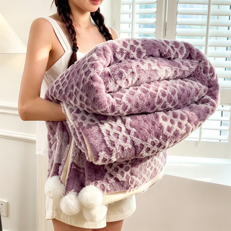 Couverture réversible à carreaux Ownkoti - Violet - 79" x 91" - image 36