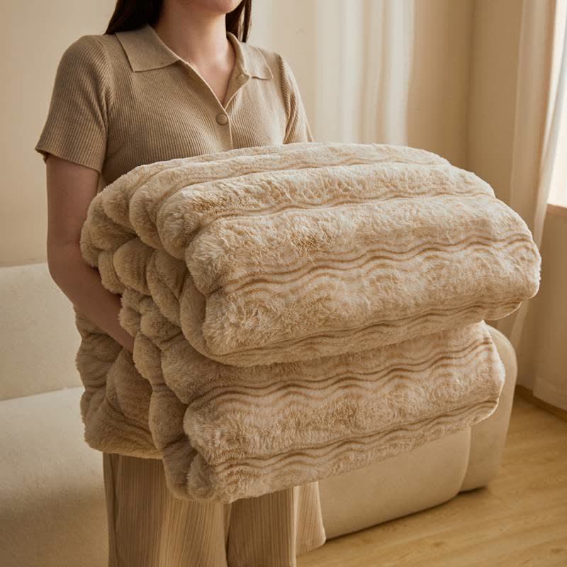 Couverture douce et moelleuse en peluche Ownkoti - Beige et café - 79" x 91" - image 23
