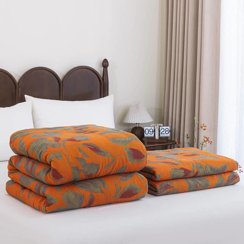 Couette en gaze de coton à feuilles d'automne orange Ownkoti - image 3