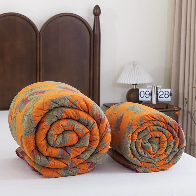Couette en gaze de coton à feuilles d'automne orange Ownkoti - image 11
