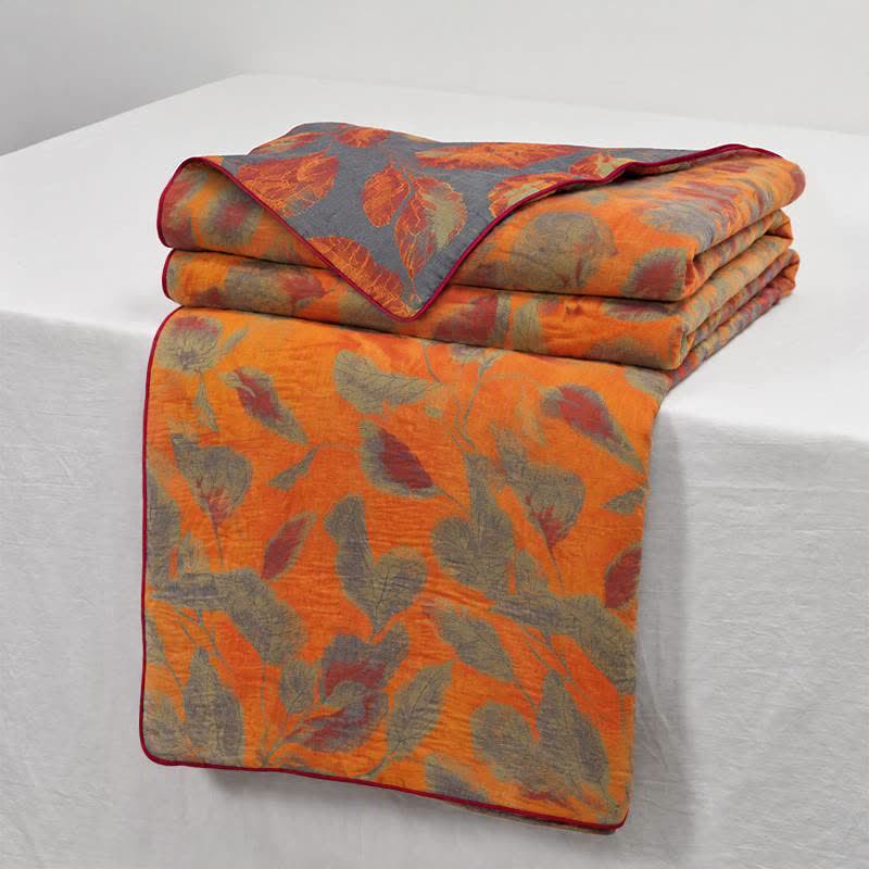 Couette en gaze de coton à feuilles d'automne orange Ownkoti - image 18