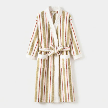 Peignoir kimono long en polaire rayée - image 3