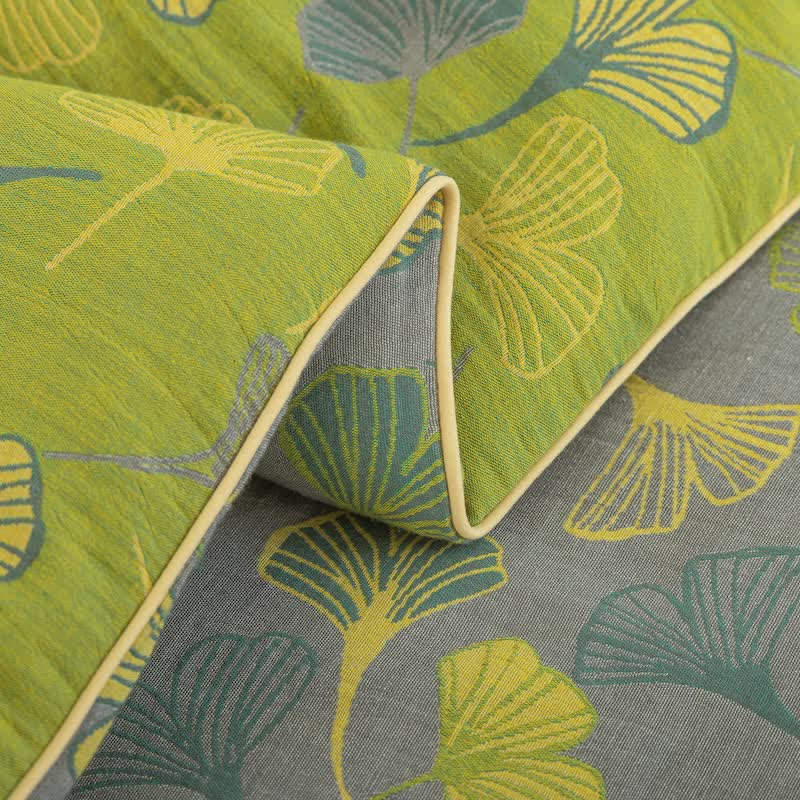 Couette en gaze de coton à feuilles de ginkgo vertes Ownkoti - image 14