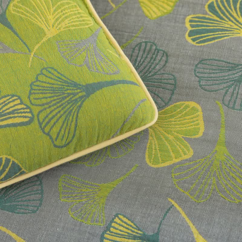 Couette en gaze de coton à feuilles de ginkgo vertes Ownkoti - image 15