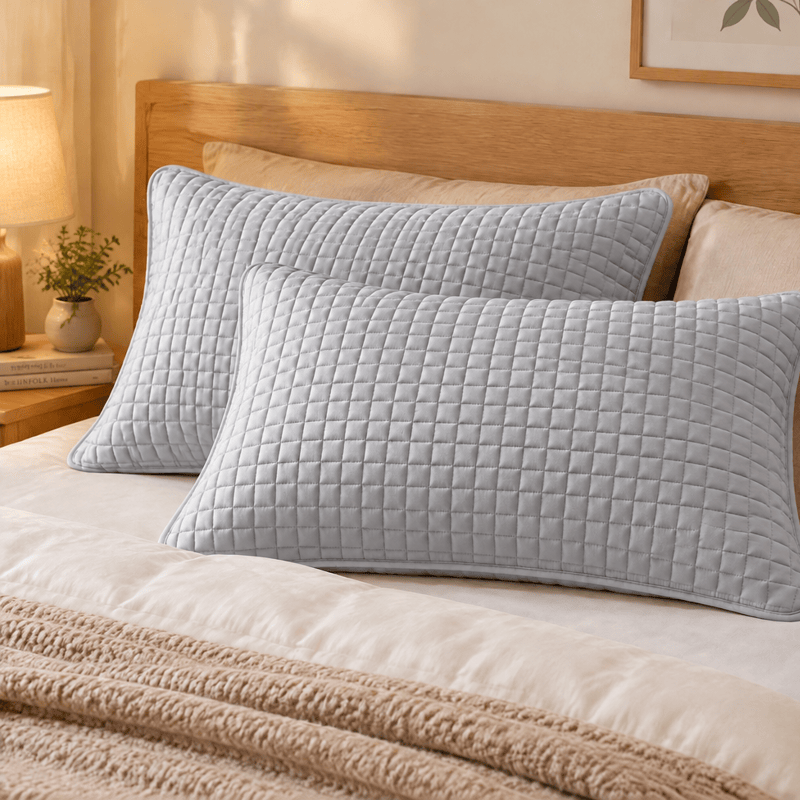 Housse de coussin en coton à carreaux rectangulaires unis Ownkoti - Gris - 2 taies d'oreiller - 19" x 29" - image 12
