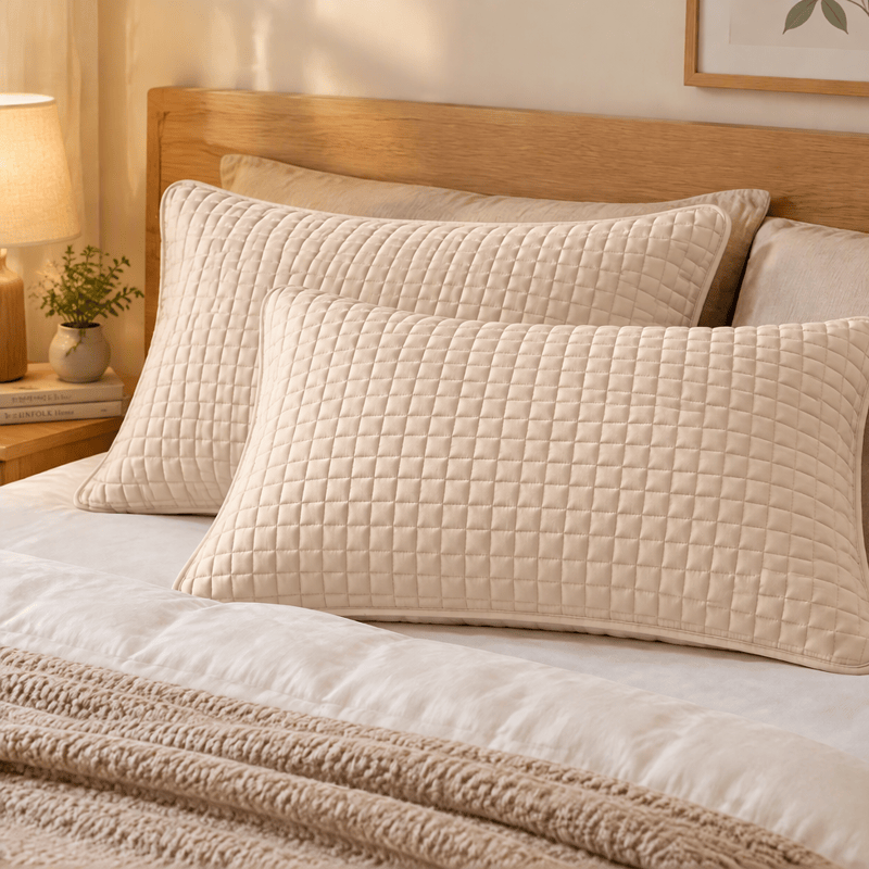 Housse de coussin en coton à carreaux rectangulaires unis Ownkoti - Kaki - 2 taies d'oreiller - 19" x 29" - image 8