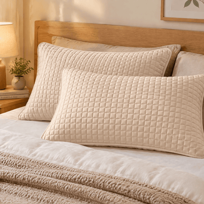 Housse de coussin en coton à carreaux rectangulaires unis Ownkoti - Kaki - 2 taies d'oreiller - 19" x 29" - image 8