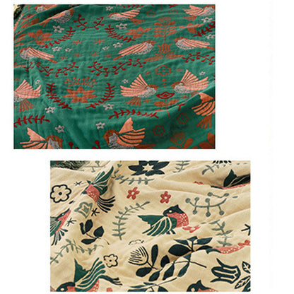 Couverture réversible respirante Ownkoti Boho avec fleurs et oiseaux